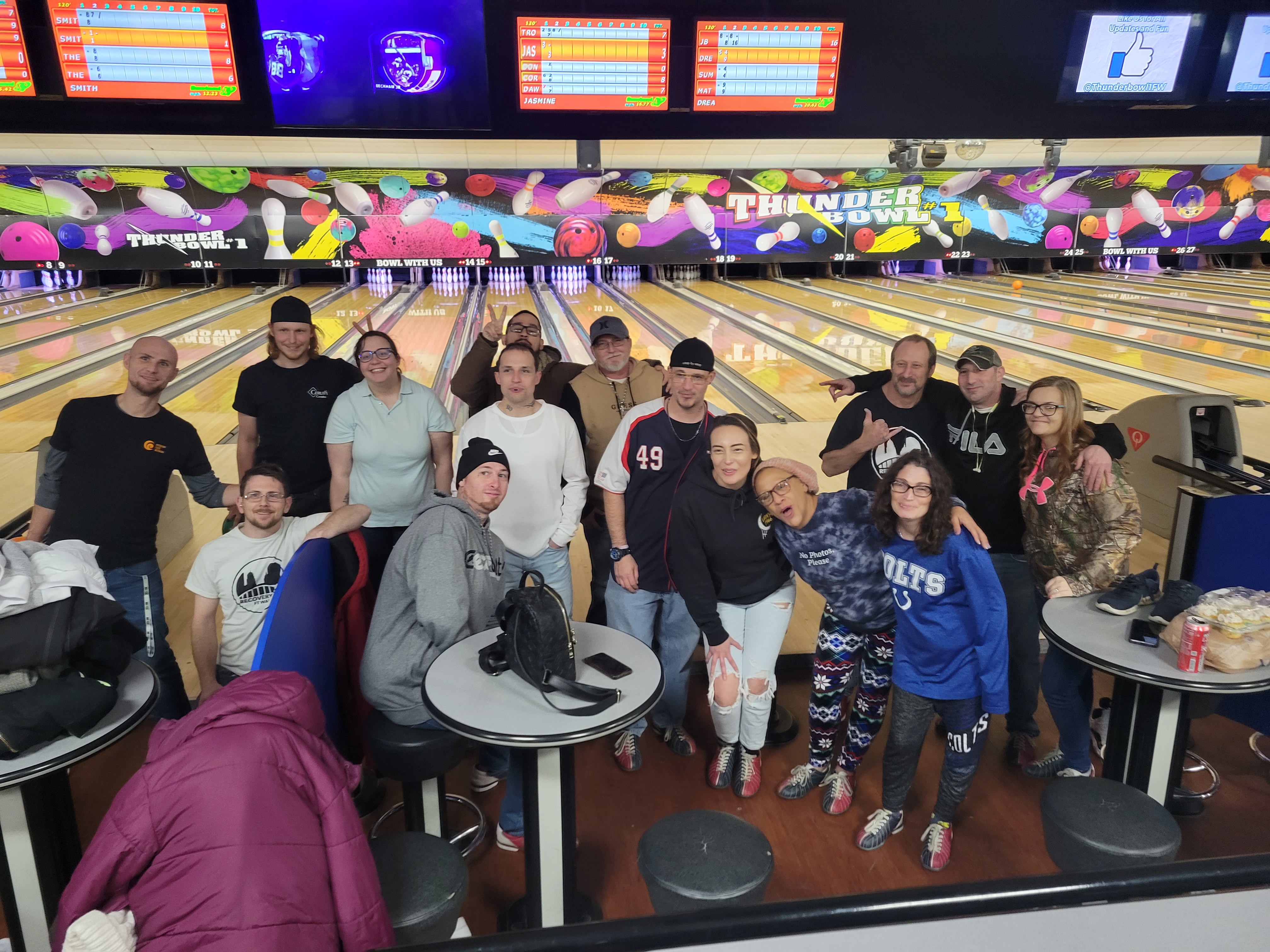 Recovery Cafe group bowling.